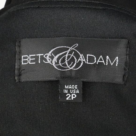 Betsy and Adam Dress Petites 2P Black Slit Sleeve Stretch Knit Rhinestones Long - Picture 3 of 16